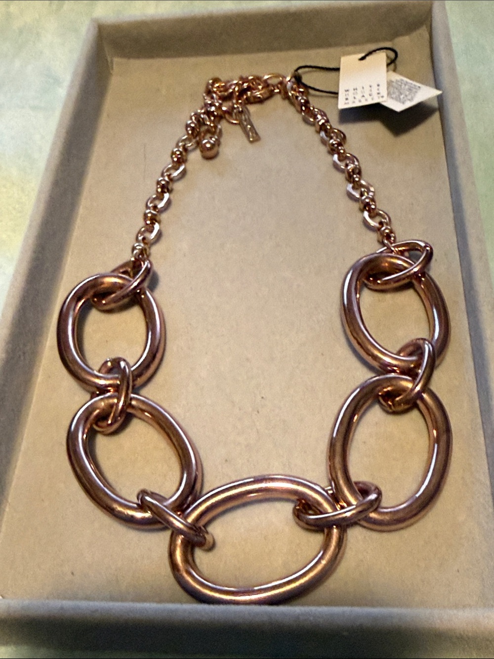 White House Black Market Rose Gold Oval Link Necklace